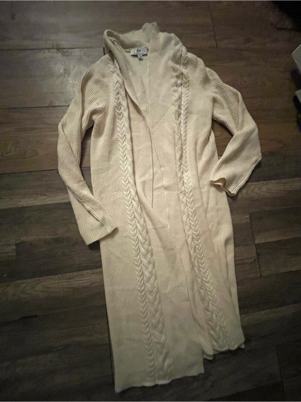 Magaschoni Cream Cable-Panel Long Cardigan